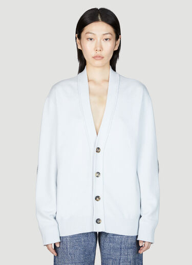 가죽 팔꿈치 캐시미어 가디건 Bottega Veneta 가죽 팔꿈치 캐시미어 가디건 그레이 bov0255016
