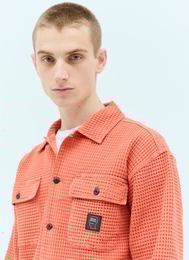 Brain Dead Waffle Button Shirt Orange bra0154017
