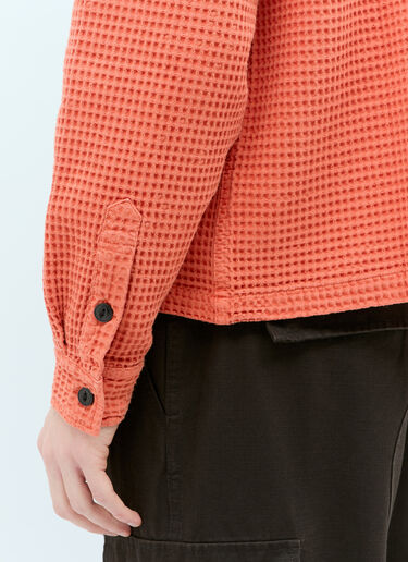 Brain Dead Waffle Button Shirt Orange bra0154017
