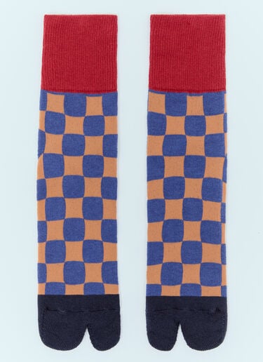 Brain Dead Tabi Checker Ankle Socks Blue bra0156010