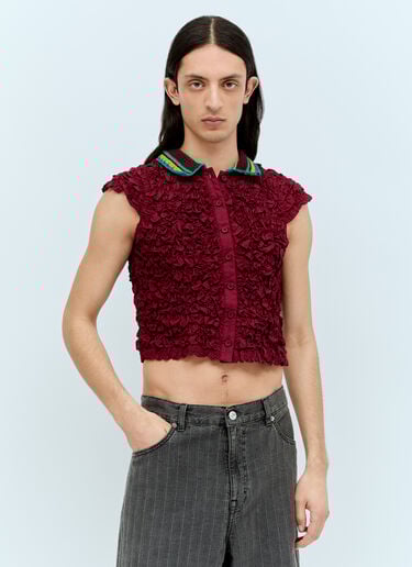 Crochet Collar Kass Shirt Brain Dead Crochet Collar Kass Shirt Burgundy bra0156014