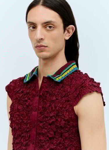 Crochet Collar Kass Shirt Brain Dead Crochet Collar Kass Shirt Burgundy bra0156014