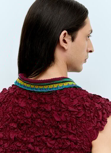 Crochet Collar Kass Shirt Brain Dead Crochet Collar Kass Shirt Burgundy bra0156014