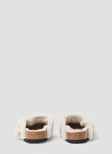 Birkenstock Boston Big Buckle Shearling Teddy Mules Cream brk0253001