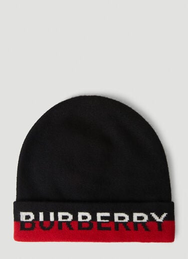 Logo Intarsia Beanie Hat Burberry Logo Intarsia Beanie Hat Black bur0151171