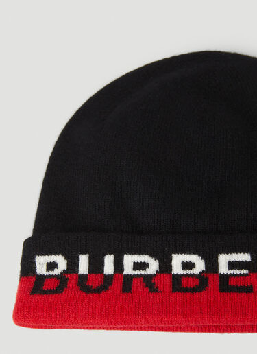 Logo Intarsia Beanie Hat Burberry Logo Intarsia Beanie Hat Black bur0151171