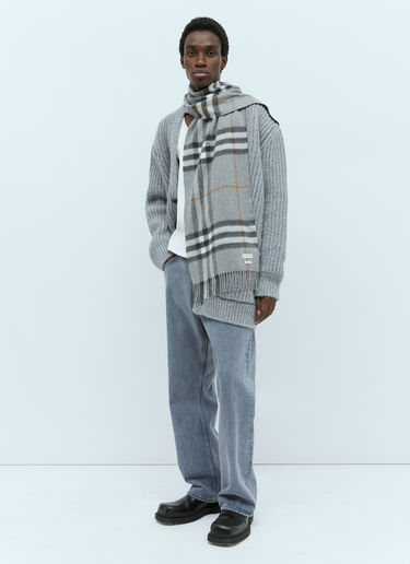 Giant Check Cashmere Scarf Burberry Giant Check Cashmere Scarf Grey bur0155078