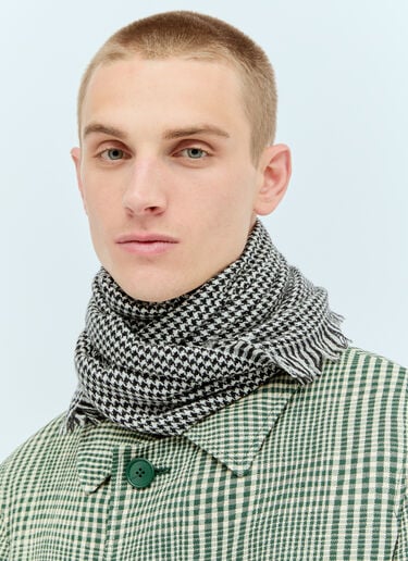 Houndstooth Wool Silk Scarf Burberry Houndstooth Wool Silk Scarf Grey bur0155079