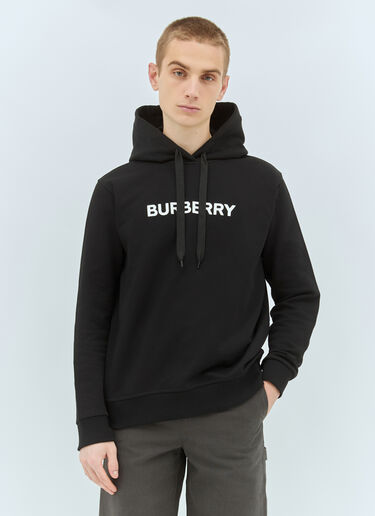 Burberry Logo Applique Hooded Sweatshirt Black bur0157022