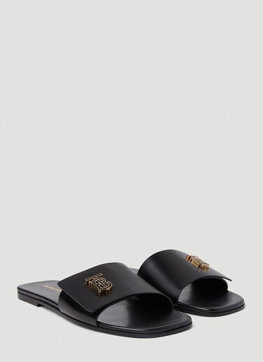 TB Monogram Slides Burberry TB Monogram Slides Black bur0251076