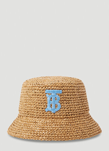Monogram Raffia Bucket Hat Burberry Monogram Raffia Bucket Hat Beige bur0252058