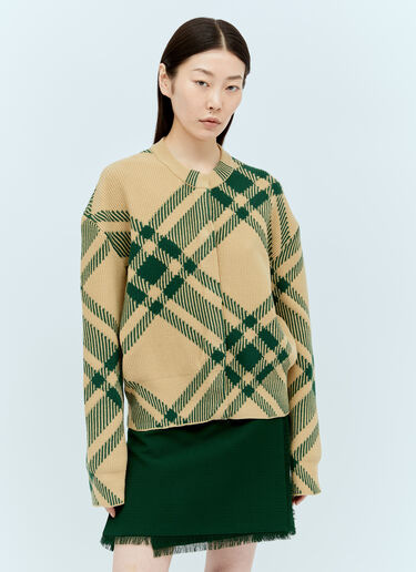 Burberry 格纹羊毛混纺开衫 米色 bur0255045