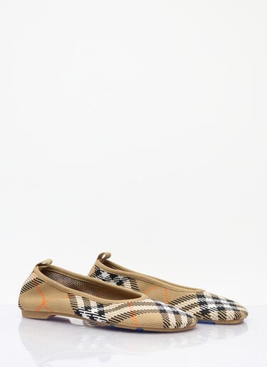 Check Knit Baby Ballerinas Burberry Check Knit Baby Ballerinas Beige bur0258020