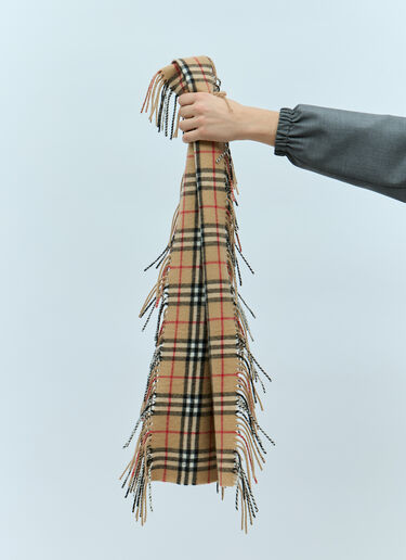 Check Cashmere Fringed Scarf Burberry Check Cashmere Fringed Scarf Beige bur0355005