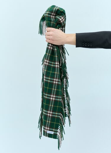 Check Cashmere Fringed Scarf Burberry Check Cashmere Fringed Scarf Green bur0355006