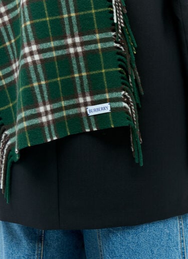 Check Cashmere Fringed Scarf Burberry Check Cashmere Fringed Scarf Green bur0355006