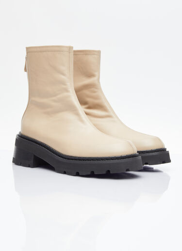 Zip Up Leather Boots BY FAR Zip Up Leather Boots Beige byf0253022