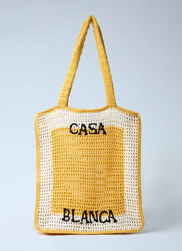 Casablanca Crochet Logo Motif Tote Bag Yellow cbl0247023