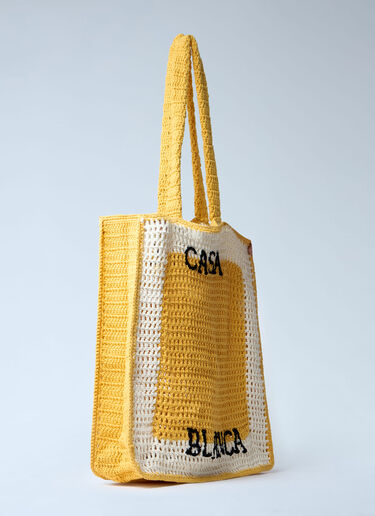 Crochet Logo Motif Tote Bag Casablanca Crochet Logo Motif Tote Bag Yellow cbl0247023
