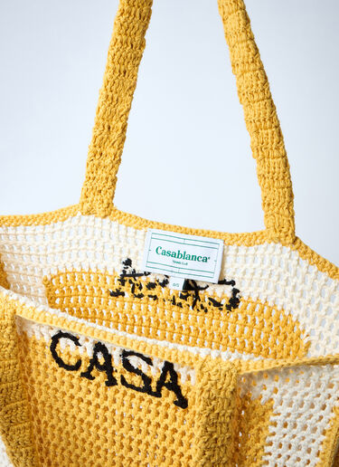 Crochet Logo Motif Tote Bag Casablanca Crochet Logo Motif Tote Bag Yellow cbl0247023