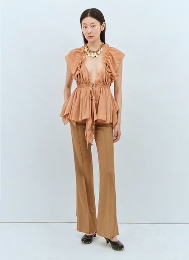 Silk Gathered Camisole Top Chloé Silk Gathered Camisole Top Beige chl0257002