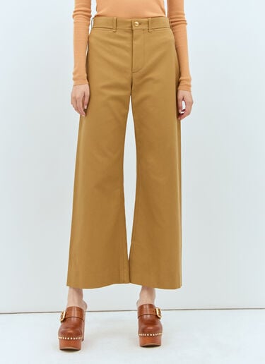 Chloé Cropped Flared Pants Mustard chl0257009