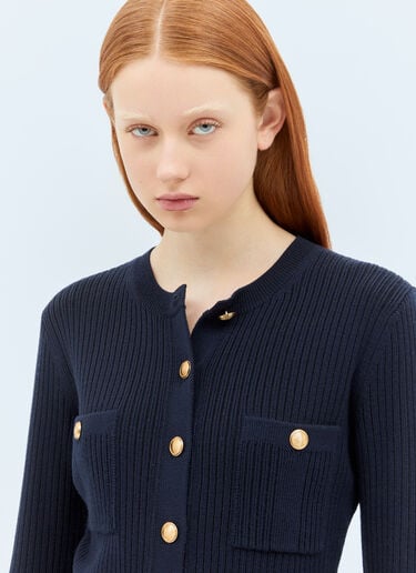 Chloé Long Wool Fitted Cardigan Navy chl0258013