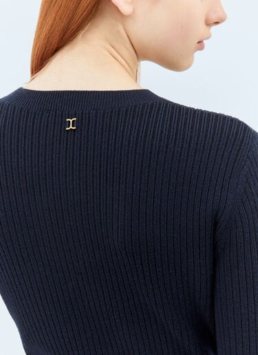 Chloé Long Wool Fitted Cardigan Navy chl0258013