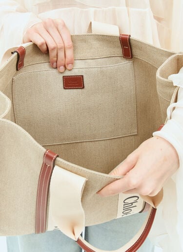 Chloé Large Woody Tote Bag Beige chl0258047