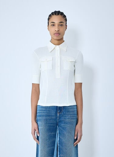 Chloé Logo Motif Polo Top White chl0259014