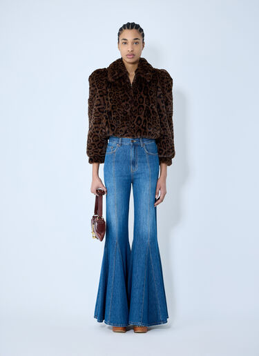 Chloé 페이크 퍼 크롭 보머 재킷 브라운 chl0259020