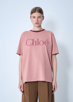 Chloé Logo Motif T-Shirt Pink chl0261005