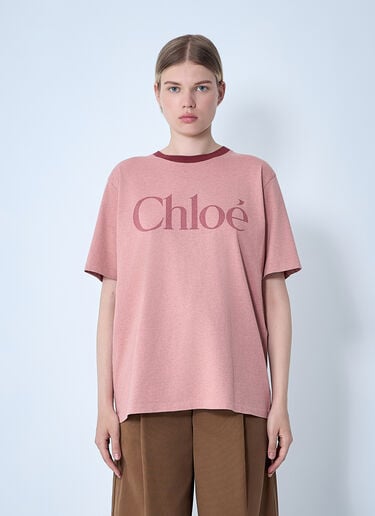 Logo Motif T-Shirt Chloé Logo Motif T-Shirt Pink chl0261005
