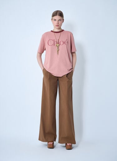 Logo Motif T-Shirt Chloé Logo Motif T-Shirt Pink chl0261005