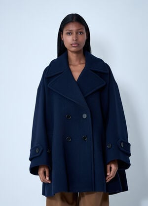 Chloé Double-Breasted Wool-Blend Coat Navy chl0261011