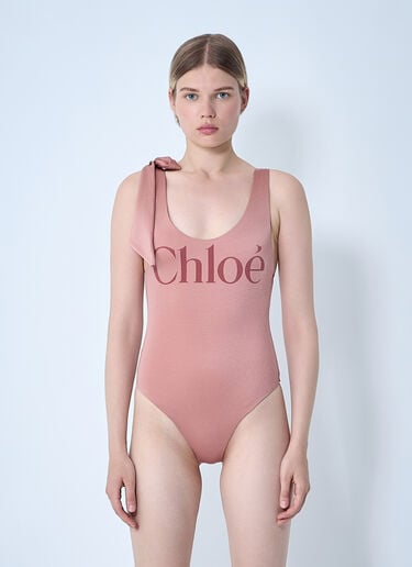 Logo Motif Swimsuit Chloé Logo Motif Swimsuit Pink chl0261021