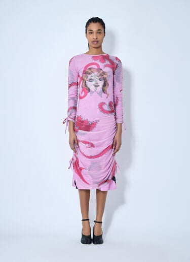 Ruched Printed Mesh Dress Chopova Lowena Ruched Printed Mesh Dress Pink cho0260001