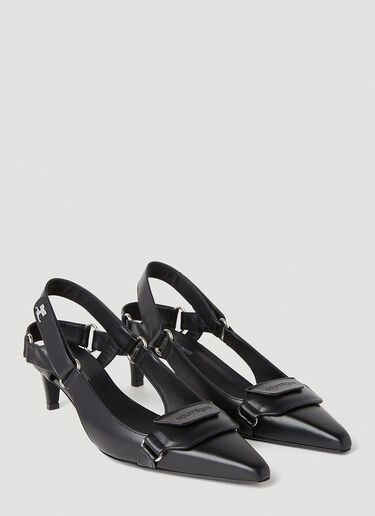 Courrèges 레이서 슬링백 힐 슈즈 Black cou0251042