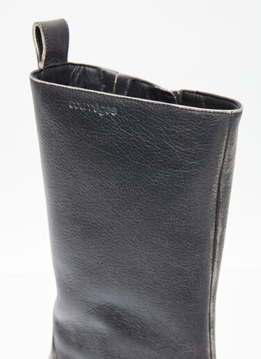 Used Leather Zip Ankle Boots Courrèges Used Leather Zip Ankle Boots Black cou0254014