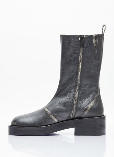 Used Leather Zip Ankle Boots Courrèges Used Leather Zip Ankle Boots Black cou0254014