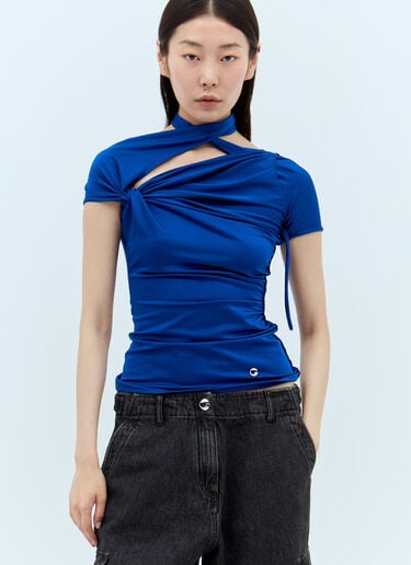 Asymmetric Draped Jersey Top Coperni Asymmetric Draped Jersey Top Blue cpn0255006