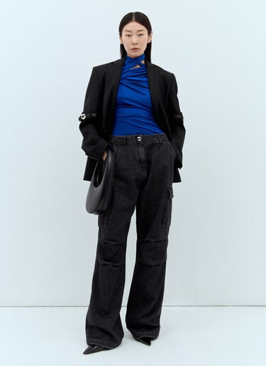Asymmetric Draped Jersey Top Coperni Asymmetric Draped Jersey Top Blue cpn0255006