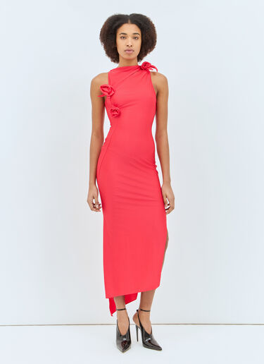 Coperni Asymmetric Flower Gown Red cpn0257003