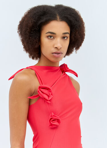 Coperni Asymmetric Flower Gown Red cpn0257003