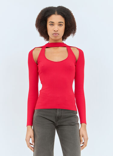 Long Sleeve Cut-Out Knit Top Coperni Long Sleeve Cut-Out Knit Top Red cpn0257008