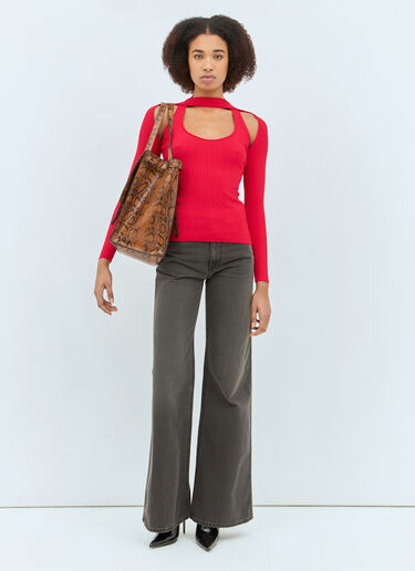Long Sleeve Cut-Out Knit Top Coperni Long Sleeve Cut-Out Knit Top Red cpn0257008