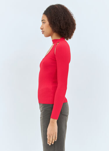 Long Sleeve Cut-Out Knit Top Coperni Long Sleeve Cut-Out Knit Top Red cpn0257008