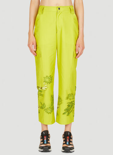 Collina Strada Chason Floral Cargo Pants Lime Green cst0249011
