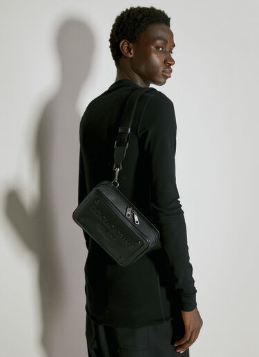 Embossed Logo Leather Crossbody Bag Dolce & Gabbana Embossed Logo Leather Crossbody Bag Black dol0153013