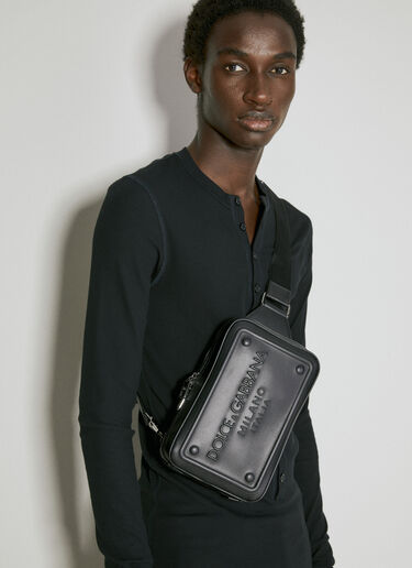 Embossed Logo Leather Crossbody Bag Dolce & Gabbana Embossed Logo Leather Crossbody Bag Black dol0153013